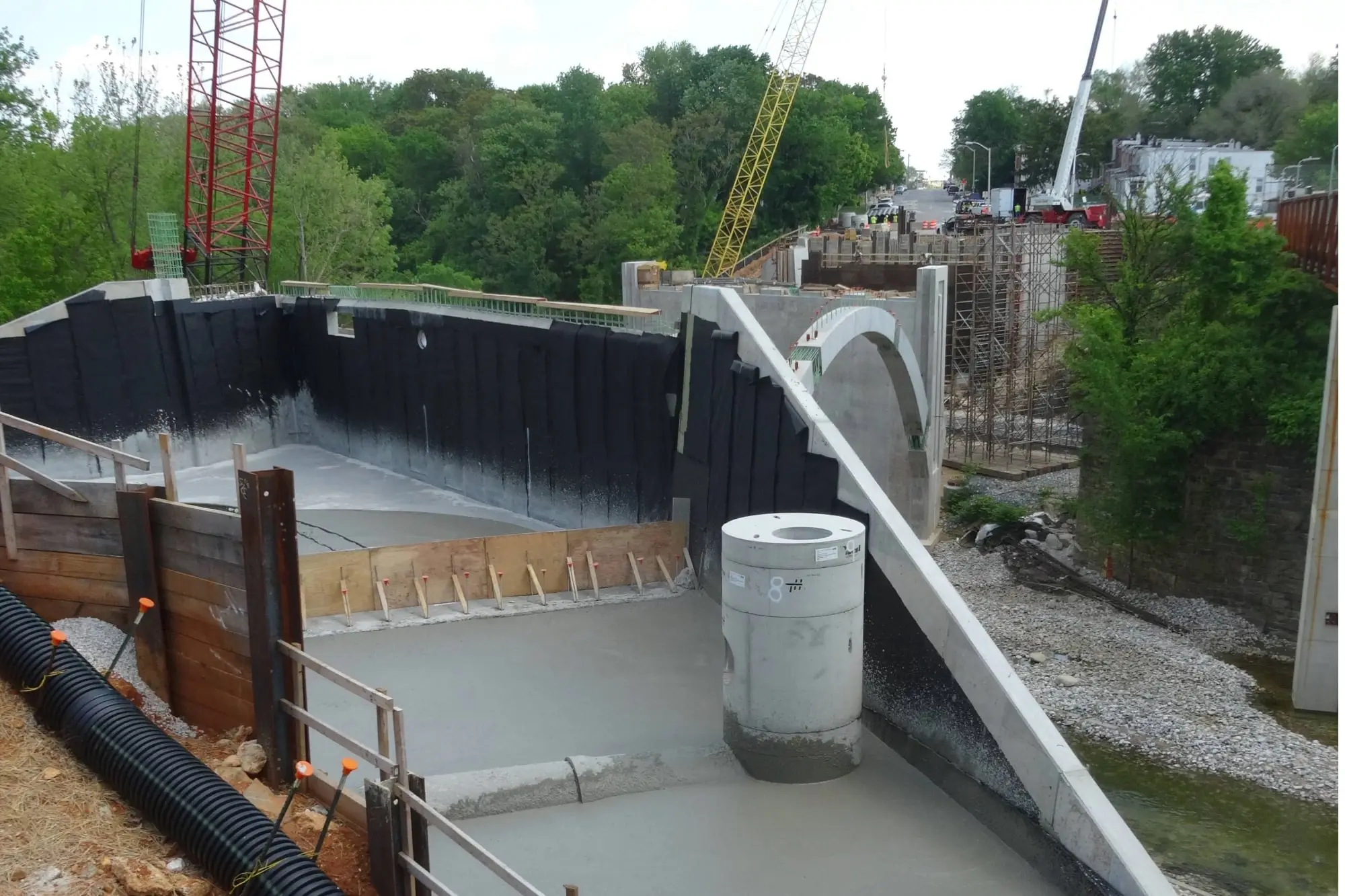 Elastizell Systems using lightweight cellular concrete to fill and stabilize a bridge abutment