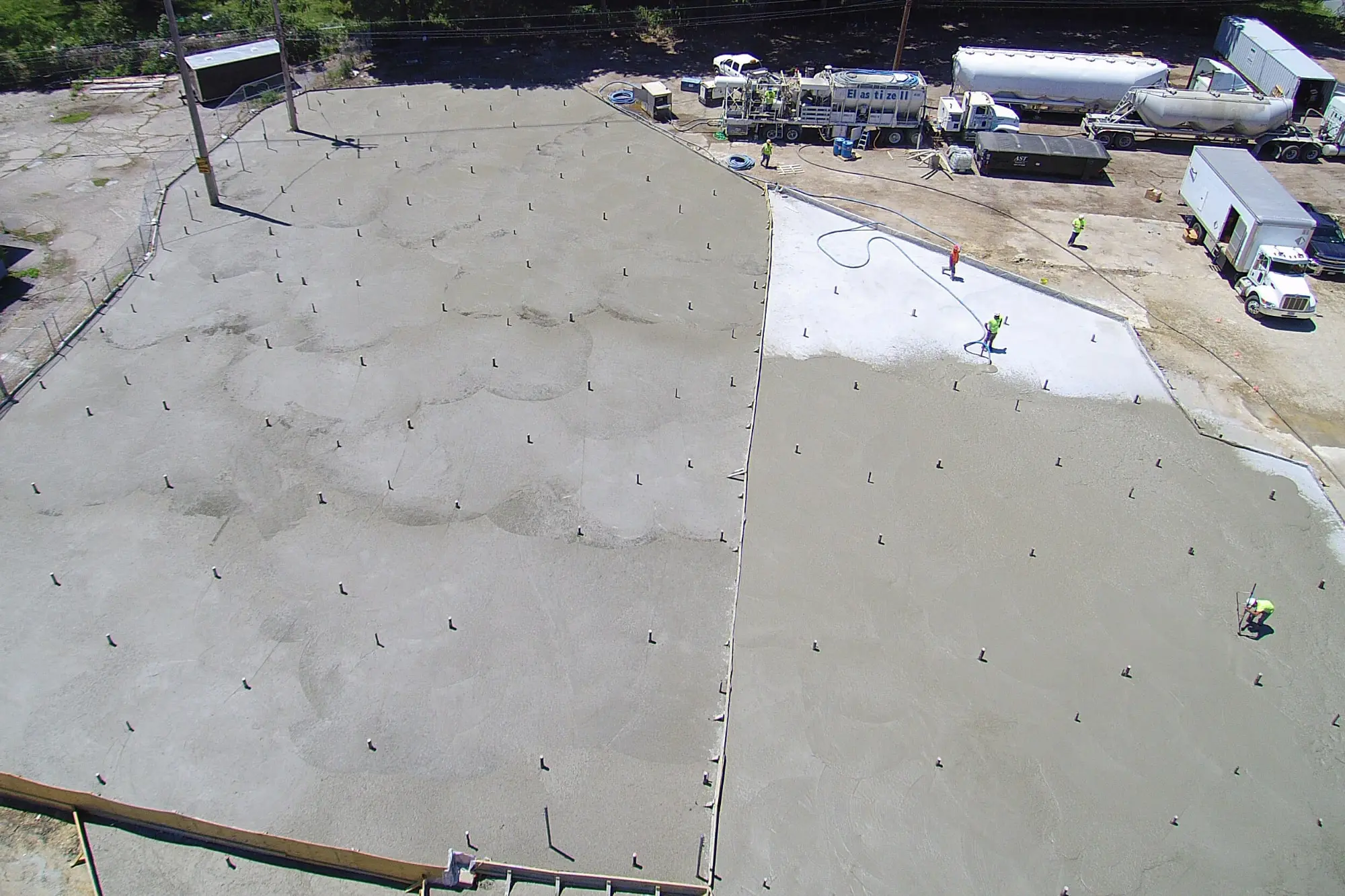 Elastizell Systems applying lightweight cellular concrete for vapor extraction system installation